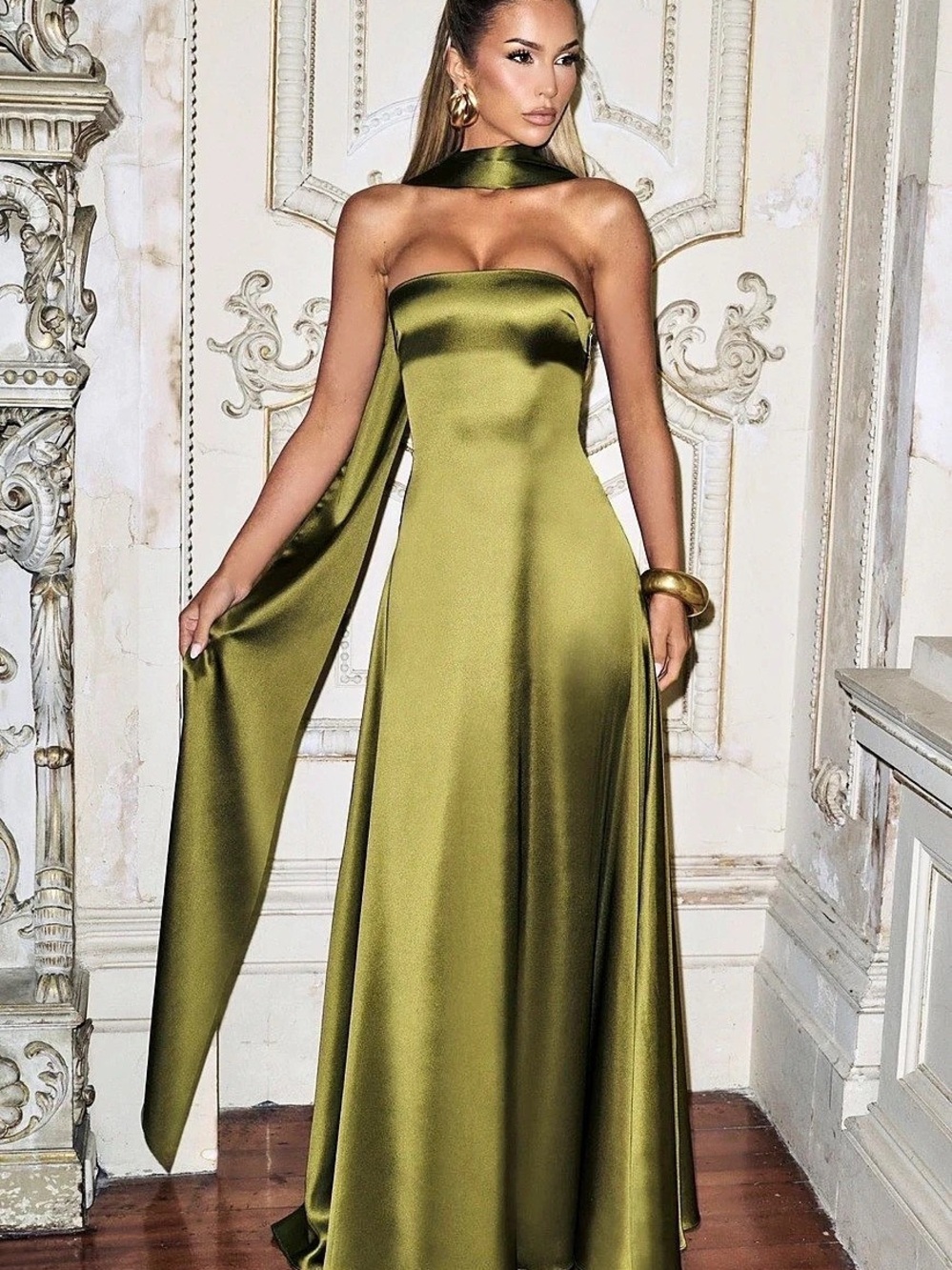 Babyboo Morven Maxi Dress - Deep Olive - Picture 2 of 6